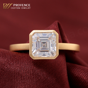Anillo Personalizado Estilo Provenza 2025, Anillo de Moissanita con Corte Asscher de 2 Quilates DEF, Anillo de Diamantes de Oro de 18k, Anillo de Compromiso y Boda, Regalo para Chicas - Product Image 1