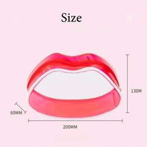 Sacs cosmétiques transparents imperméables en PVC pour femmes, sac à rouge à lèvres mignon en forme de lèvres rouges, sac de rangement portable pour le maquillage de voyage - Product Image 6