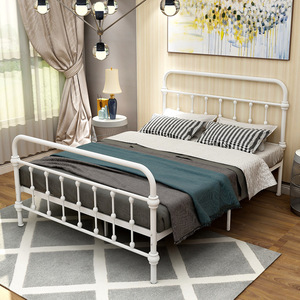 Lit en métal taille Queen, chambre d'enfant, lattes en bois, cadre en métal, lit pour enfants, garçons, lit maison pour enfants - Product Image 2