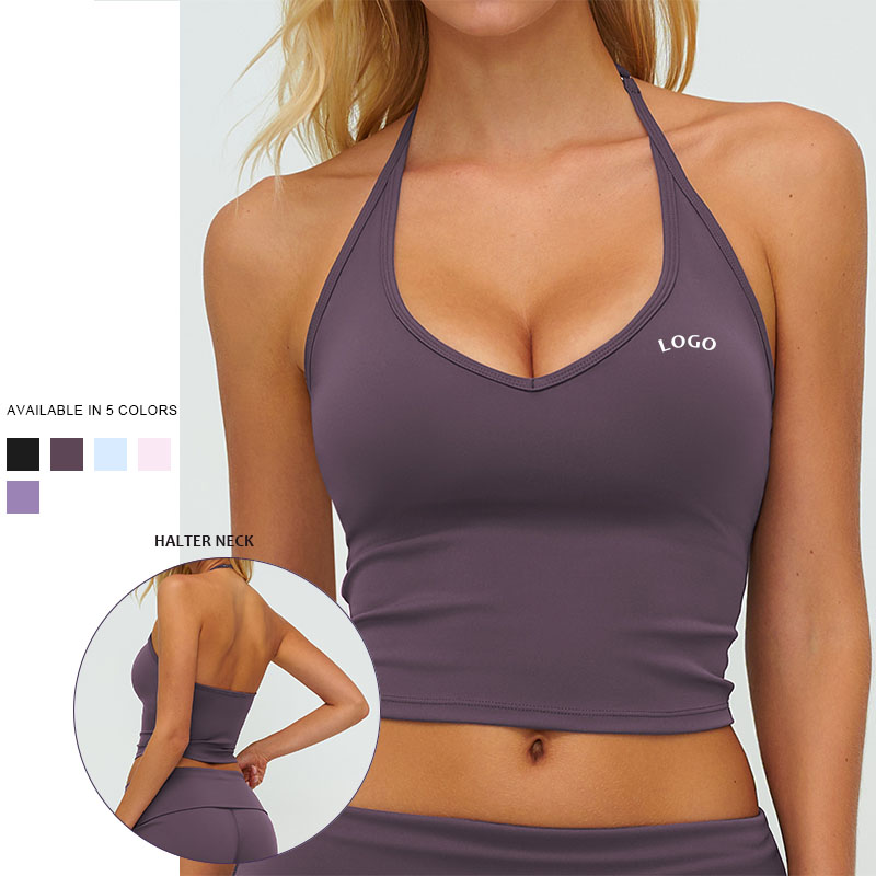 New Design Women Sexy V Neck Slim Fit Lightweight Spandex/Nylon Workout Tank Top Yoga Fitness Quick Dry Crop Top