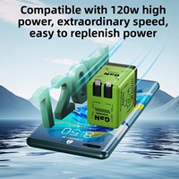 Chargeur de téléphone GaN Type-C avec deux câbles rétractables, charge rapide PD 120W, compatible avec les appareils Android