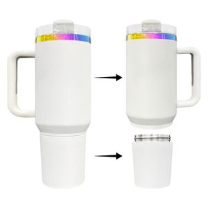 Vaso térmico de 40 oz H2.0 blanco para sublimación, con revestimiento arcoíris y compartimento oculto para el gimnasio. - Product Image 2