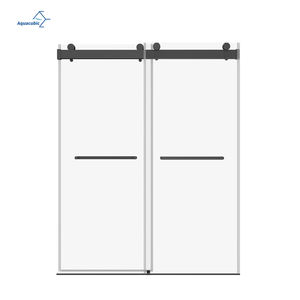 Réglable <span class=keywords><strong>60</strong></span> pouces. W X 58 pouces. Porte <span class=keywords><strong>de</strong></span> <span class=keywords><strong>douche</strong></span> <span class=keywords><strong>en</strong></span> <span class=keywords><strong>verre</strong></span> sans cadre avec kit <span class=keywords><strong>de</strong></span> <span class=keywords><strong>douche</strong></span> noir complet et porte coulissante <span class=keywords><strong>en</strong></span> <span class=keywords><strong>verre</strong></span> - Product Image 2