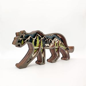Statue d'animal WAALUU au design personnalisé <span class=keywords><strong>en</strong></span> usine <span class=keywords><strong>Décoration</strong></span> <span class=keywords><strong>de</strong></span> table tigre animal Ornements <span class=keywords><strong>de</strong></span> <span class=keywords><strong>Noël</strong></span> <span class=keywords><strong>en</strong></span> <span class=keywords><strong>bois</strong></span> 3D - Product Image 3