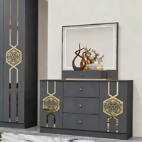 Ensemble de chambre à coucher Runwood de luxe moderne en bois massif, lit double avec rangement et tiroirs pour la maison, l'hôtel, l'appartement ou la villa