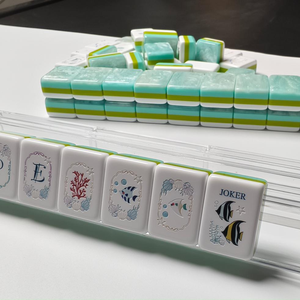Juego de Mahjong Americano Personalizado de 160 Piezas con Diseño de Palmeras de Coco y Cóctel de Playa, Acrílico Plegable, Moderno y de Lujo para <span class=keywords><strong>Casa</strong></span> de Playa - Product Image 5