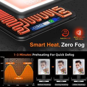 Shower Mirror Fogless for Shaving,<b>LED</b> Heated Rechargeable Fogless Mirror for Shower with Digital <b>Clock</b>&Storage Tray for Shaving - Product Image 2