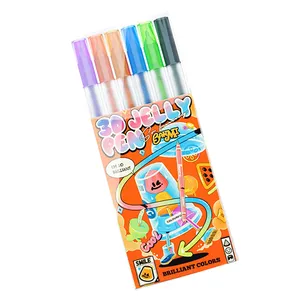 Yeni gelenler 6 renkler jöle kalem 3d Stereo jel mürekkep kalemi takım öğrenciler çocuklar için resim kalemi renkli jel boyama kalem diy