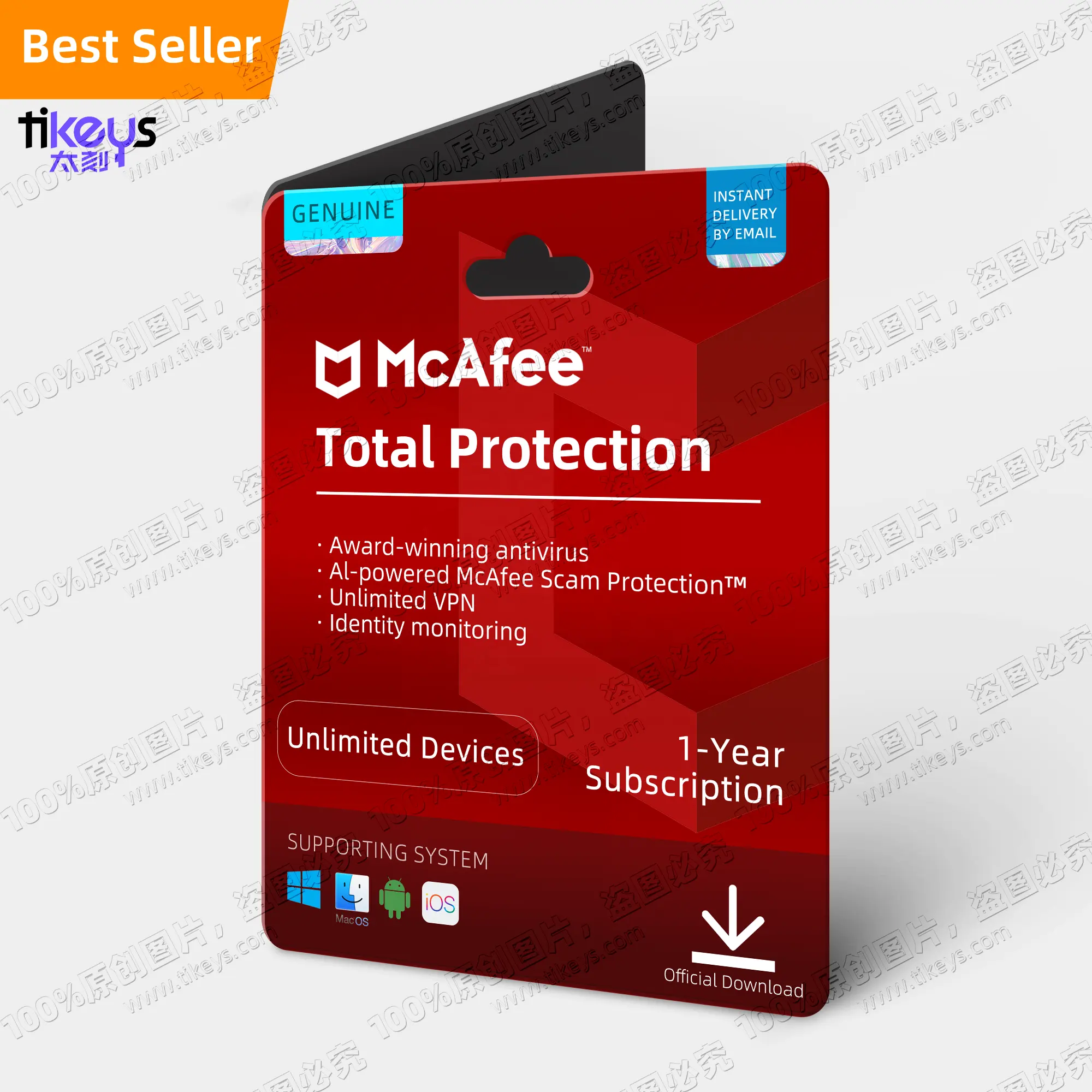 24/7 perlindungan Total McAfee Online 2023 perangkat tidak terbatas/10 1 tahun aktivasi situs web resmi keamanan ikat kunci