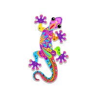 Personalizado Animal Color fuegos artificiales Gecko resina nevera imán artesanía medalla de oro refrigerador grande magnético