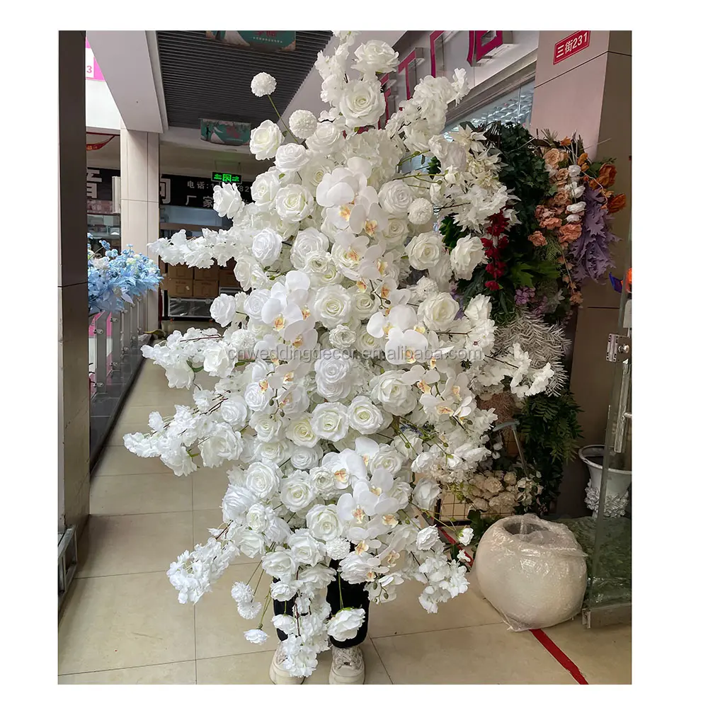 5 Voet Witte Bloemen Boog Bloem Rij Bruiloft Achtergrond Bloemenloper Arrangement Evenement