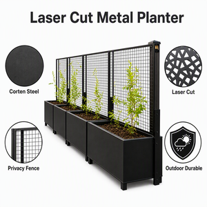 Jardinière en <span class=keywords><strong>acier</strong></span> Corten en gros avec clôture de protection, pot de fleurs décoratif en métal découpé au laser pour jardin - Product Image 4