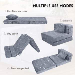 Matelas futon pliable en mousse phosphorescente pour tout-petits avec couverture – Doux et ludique pour les enfants - Product Image 4