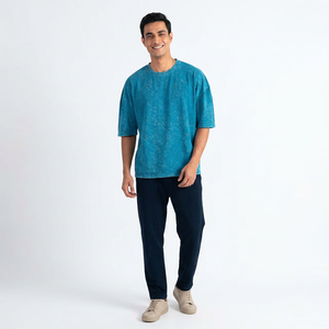 Camiseta de Algodón Gruesa de Alta Calidad al por Mayor, Estampado en Serigrafía, Lavada al Ácido, Talla Grande, 220 GSM, para Hombre - Product Image 1