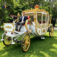 Kereta Kuda Listrik Royal Laris Manis, Dibuat Sesuai Pesanan, Warna Putih Emas, Kereta Pernikahan Listrik Harga Pabrik untuk Resort