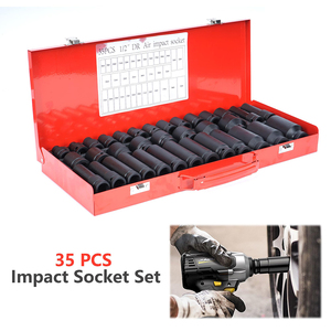 Jeu de douilles à chocs métriques Torx Podofo 35 pièces à 6 points, entraînement carré 1/2 pouce, kit d'outils à main pour voiture, clé à douilles 8-32 mm pour réparation - Product Image 2