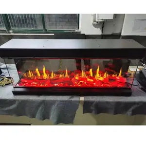 3D New designed Three-sided glasses simulated crackling sound video fire place electric fireplace