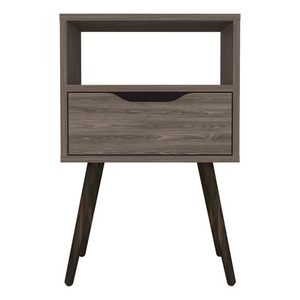 Fugaz Nightstand Open <b>Shelf</b> Single Drawer Dark <b>Walnut</b> Finish Bedroom Furniture - Product Image 2