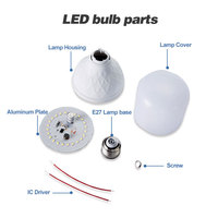 Vente en gros de composants LED non assemblés SKD CKD 5W 10W 15W 20W 30W 60W Watt E27 DOB A, pièces de lampe LED de type T, boîtier LED SKD, matières premières pour ampoules LED