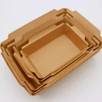 Papier Kraft biodégradables jetables, pièces, emballage de boîtes de restauration rapide, à emporter