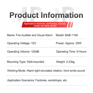 <span class=keywords><strong>Alarma</strong></span> <span class=keywords><strong>de</strong></span> Incendio Industrial Portátil con Sirena Estroboscópica <span class=keywords><strong>de</strong></span> 120dB, Luz <span class=keywords><strong>de</strong></span> Advertencia <span class=keywords><strong>de</strong></span> Montaje en Pared, Fácil Instalación para Seguridad en Fábricas y Almacenes - Product Image 3