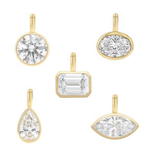 Gemnel Diamond <b>Pendants</b> In Yellow Gold Bezel Setting Round Oval <b>Emerald</b> Pear Marquise Cut Classic Geometric Design Unisex - Product Image 1