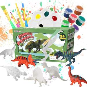 Jouets de dinosaure à peindre pour enfants, Kit de peinture artisanal, avec 12 figurines de dinosaures au look réaliste, Ages3 +, 16 pièces - Product Image 6