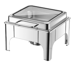 Ticari sınıf 6.0L paslanmaz çelik kare reşo çanak büfe Set elektrikli gıda ısıtıcısı altın Trim cam kapak lüks ikram - Product Image 2