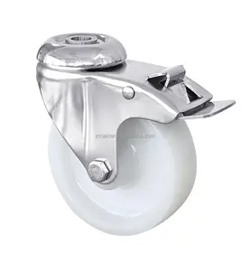 Stainless Steel Bracket with Swivel Plate Rubber Wheel 3'' 4'' 5'' SUS 304 TPR Caster for Food Machine