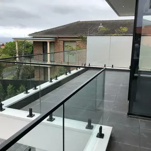 Clôture de piscine en verre, balustrade à clapet de haute qualité, noir mat, SS304 316 2205