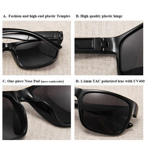 Lunettes de soleil polarisées unisexes P516, monture noire, verres bleus, protection UV400 pour la conduite, la pêche, les sports de plein air - Product Image 2