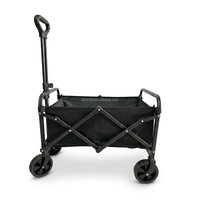 Chariot de camping pliable robuste avec poignée réglable, grande capacité, conception à quatre roues en fer pour les courses en extérieur