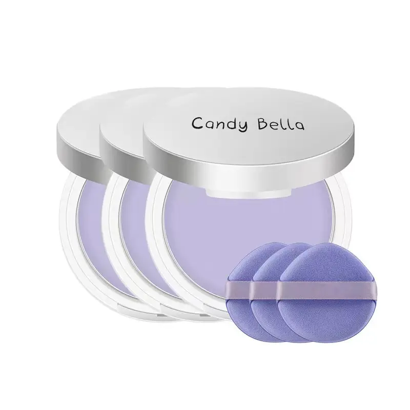 Vente en gros d'extrait de plante naturel de couleur bleue nouvelle tendance bonbons Bella huile contrôle et maquillage réglage poudre crème