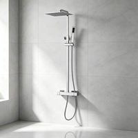 Ensemble de douche carré à température constante en acier inoxydable, avec jets pluie chaud/froid chromés et haute pression, vente en gros