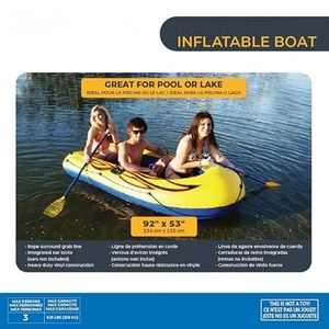 PVC Inflatable <b>Boat</b> Rafts 3 Person for Adults & Kids Comes W/ Pole Oar Holders <b>Cushioned</b> Comfortable Base 8 Ft Size Yellow - Product Image 3