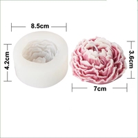 Grand moule à bougie en silicone pivoine, simulation tridimensionnelle de fleur, décoration décorative en gel de cristal parfumé
