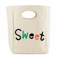 Sac fourre-tout de haute qualité en toile de coton avec motif de lettres et logo personnalisé pour déjeuner avec poignée de chat mignon, usage quotidien, cadeau pour enfants à l'école