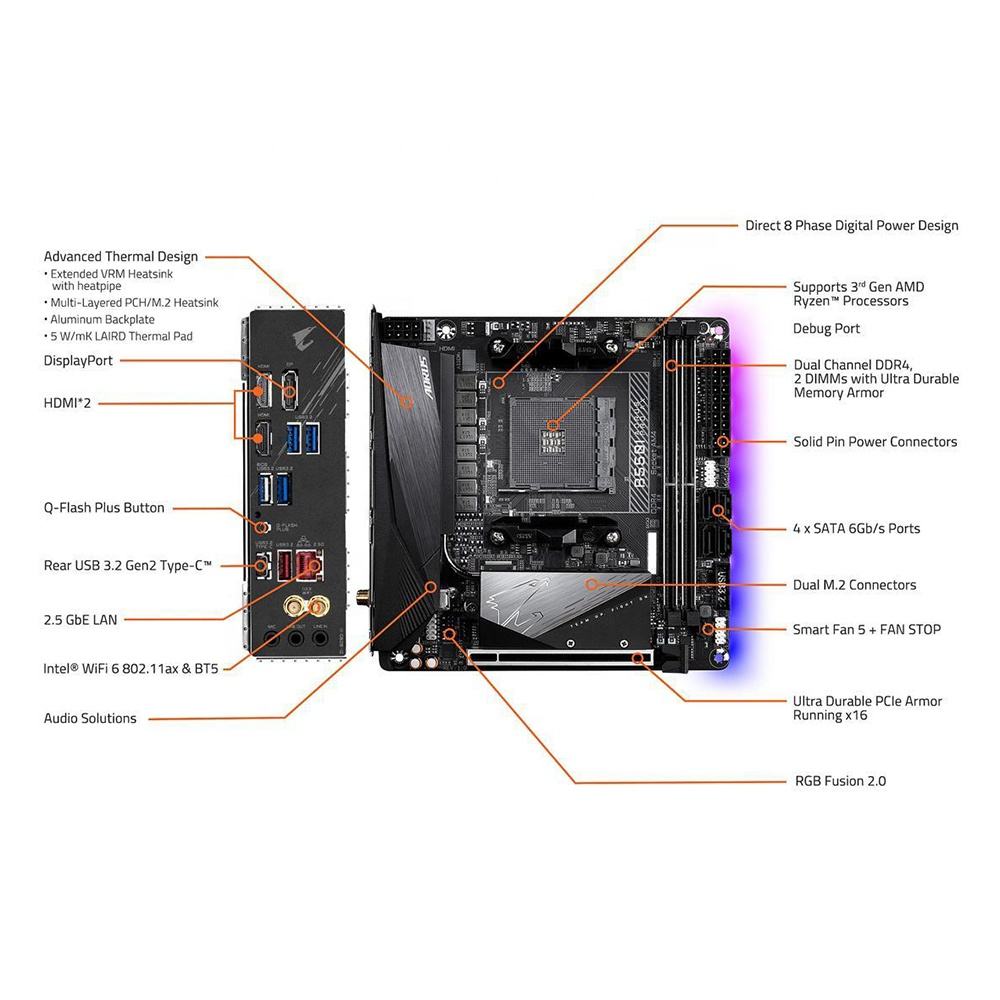 B550I AORUS PRO AX Für Gigabyte B550 AM4 DDR4 64GB PCI-E4.0 Mini