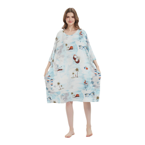 Long Plus Size Nightgown Custom Causal Sleep <strong>Tshirt</strong> Printed Fabrics Children for Dress or Sleep Wear - Product Image 2