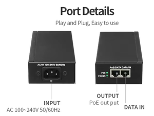 Inyector <span class=keywords><strong>POE</strong></span> Gigabit 2.5G 10G, 55V 150W, Adaptador <span class=keywords><strong>POE</strong></span> Activo para Cámara CCTV y Punto de Acceso Inalámbrico, Entrada 10-240Vac - Product Image 3