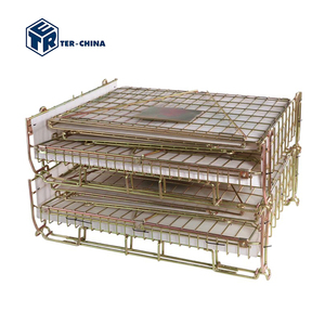 Caisse de stockage en métal à mailles avec patins, capacité de 400 kg, pour préformes PET, 1210x1010xH1175 F22, usage léger - Product Image 5