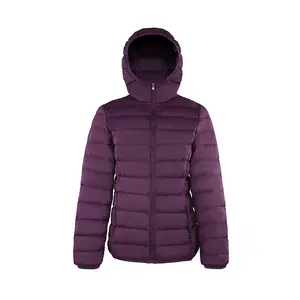 Custom Plain Womens Hooded Puff Jacket Lightweight Quilt Down Puffer Jacket Women's Down Coats