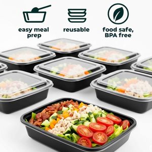 Recipientes Apilables para Almacenamiento de Alimentos, Aptos para Microondas, Lavavajillas y Uso en la Preparación de Comidas, de Plástico PP Moldeado por Inyección, Desechables, Herméticos, de 12oz-38oz - Product Image 2