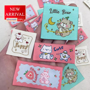 Bajo Moq mejor calidad 2025 Diseño etiqueta de tamaño tejido de lujo etiqueta tejida de tela para ropa etiquetas de ropa - Product Image 1