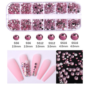 Set de 12 Tiras Largas de Diamantes de Imitación Acrílicos para Uñas, Decoración de Diamantes, Joyería de Uñas con Diamantes Redondos de Fondo Plano de Colores Acrílicos - Product Image 3