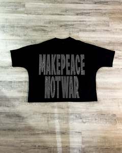 Camiseta Personalizada em Algodão 100% com Impressão Gráfica Digital, Preta e Branca, Camisetas Vintage com Lavagem Ácida e Strass para Homens - Product Image 2