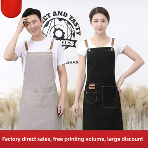 Waterafstotende, ademende, op maat gemaakte logo witte keukenchef BBQ gewassen canvas schort zonder mouwen voor catering en restaurants - Product Image 2