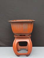 Pot à fleurs en argile violette de Yixing, design classique, avec base, grand pot carré haut, pour usage intérieur, 83 kg