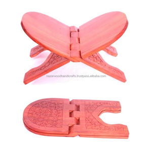 Support de livre en bois sculpté à la main, avec moulinet en bois lisse, art massif - Product Image 3