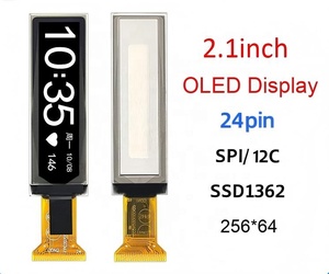 شاشة OLED صغيرة بيضاء اللون مقاس 2.1 بوصة بدقة 256×64 بكسل، لوحة PMOLED بـ 24 دبوس طراز SSD1362 - Product Image 1